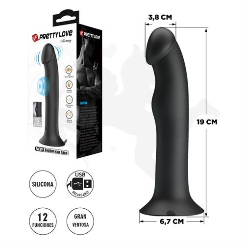 Dildo con sopapa con 12 modos de vibracion